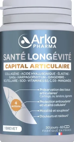 Santé longévite capital articulaire Arkopharma - pot de 60 gélules