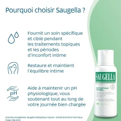 Saugella antiseptique naturel – émulsion lavante, flacon 250 ml