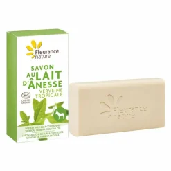 Savon au lait d'ânesse verveine tropicale bio Fleurance nature - pain de 100g