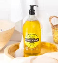 Savon de Marseille extra-doux monoï Le Comptoir du Bain - flacon-pompe de 1L