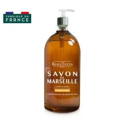 Savon de marseille vanille miel Beauterra - flacon-pompe de 1L