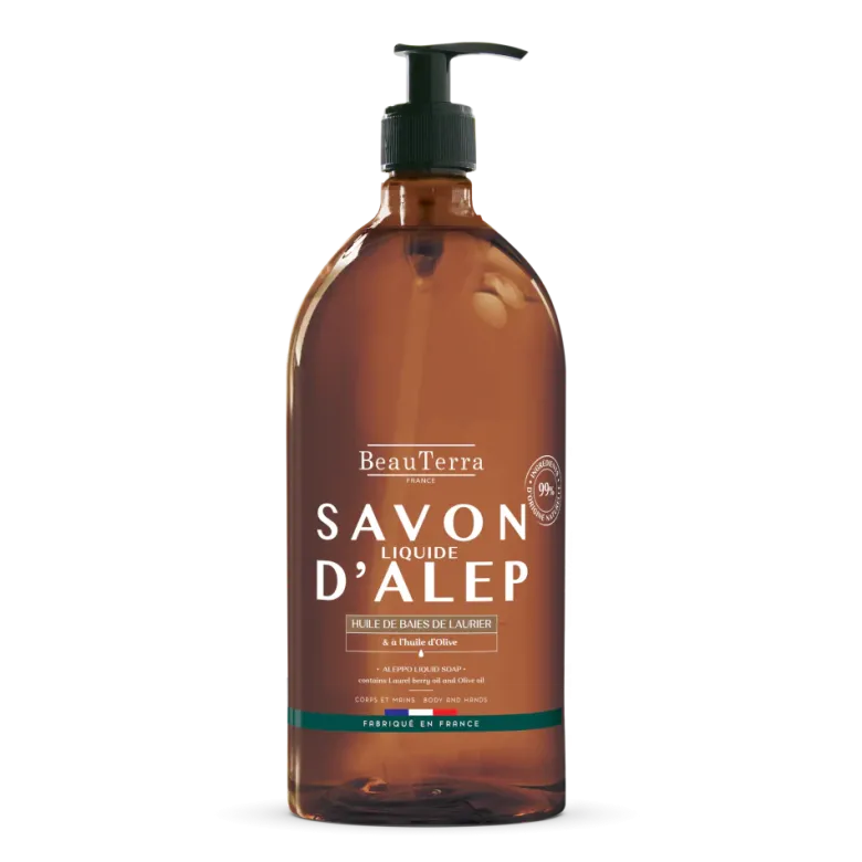 Savon liquide d'Alep Beauterra - flacon-pompe de 1L