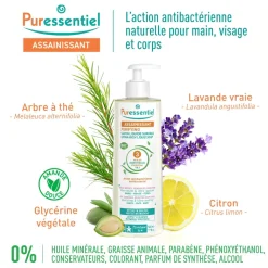 Savon liquide surgras aux 3 huiles essentielles bio Puressentiel - flacon-pompe de 500 ml