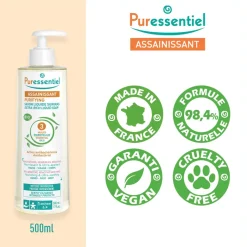 Savon liquide surgras aux 3 huiles essentielles bio Puressentiel - flacon-pompe de 500 ml