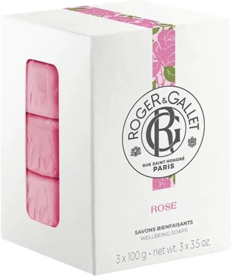 Savons bienfaisants Rose Roger & Gallet - coffret de 3 savons de 100 g