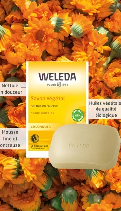 Savon végétal au calendula Weleda - 1 pain de 100g