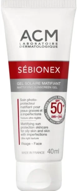 Sébionex gel solaire matifiant SPF50+ ACM - tube de 40ml