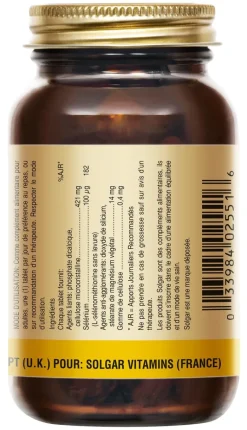 Selenium 100 µg Solgar - boîte de 100 comprimés