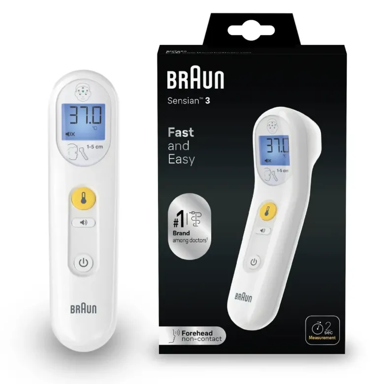 Sensian 3 thermomètre frontal sans contact Braun - un thermomètre