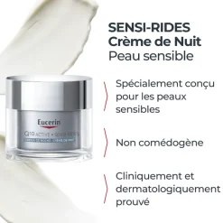 Sensi-rides crème de nuit peau sensible Eucerin - pot de 50ml