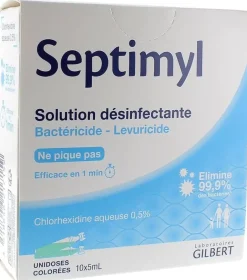 Septimyl Solution Désinfectante Chlorhexidine aqueuse 0,5% Gilbert - boîte de 10 unidoses de 5 ml