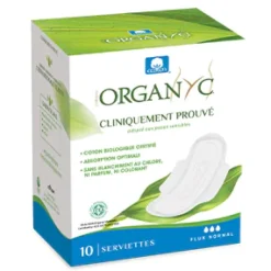 Serviette hygiénique normal extra-fine Organyc - paquet de 10 serviettes