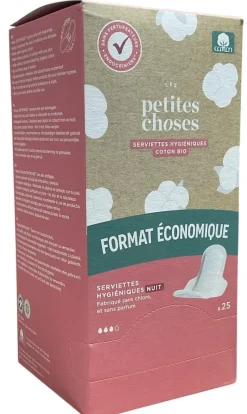 Serviettes hygiéniques de coton bio Les Petites Choses - boite de 25 serviettes