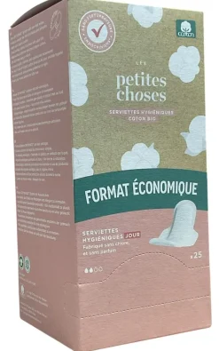 Serviettes hygiéniques de coton bio Les Petites Choses - boite de 25 serviettes
