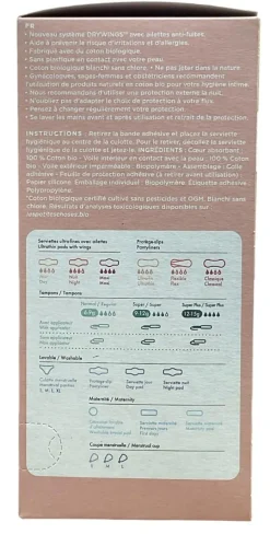 Serviettes hygiéniques de coton bio Les Petites Choses - boite de 25 serviettes