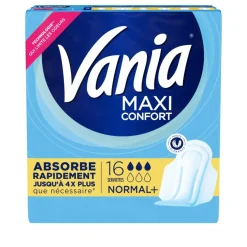 Serviettes hygiéniques maxi confort normal+ Vania - sachet de 16 serviettes