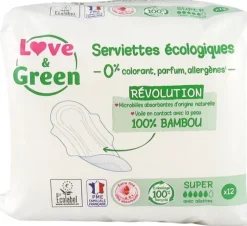 Serviettes hypoallergéniques Super Love & Green - sachet de 12 serviettes