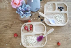 Set de repas pour bébé en bambou Cap Bambou - boîte contenant une assiette à compartiments + cuillère