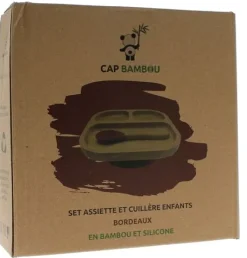 Set de repas pour bébé en bambou Cap Bambou - boîte contenant une assiette à compartiments + cuillère