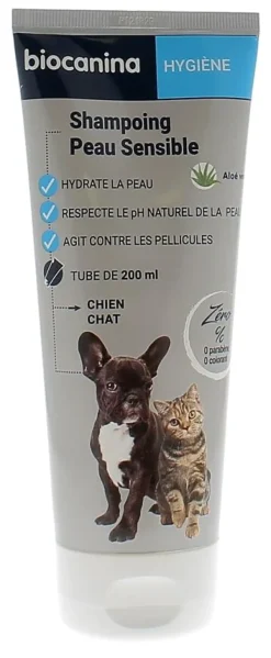 Shampoing peau sensible chien et chat Biocanina - tube de 200 ml