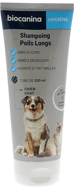Shampoing poils longs chien et chat Biocanina - tube de 200 ml