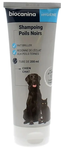 Shampoing poils noirs chien et chat Biocanina - tube de 200 ml