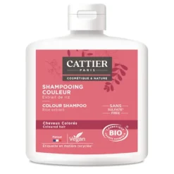 Shampoing sans sulfate cheveux colorés bio Cattier - flacon 250 ml