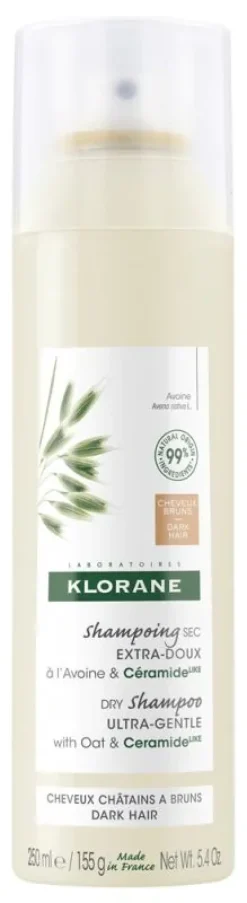 Shampoing sec extra-doux au lait d'avoine cheveux bruns Klorane - spray de 150ml