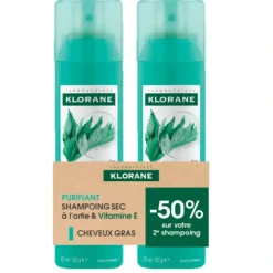 Shampoing sec purifiant à l'ortie & vitamine Klorane - lots de 2 sprays de 150ml
