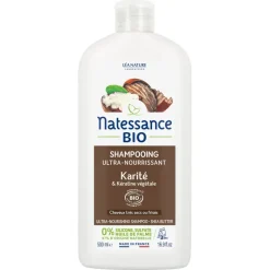 Shampoing ultra-nourrissant karité et kératine bio Natessance - flacon de 500ml