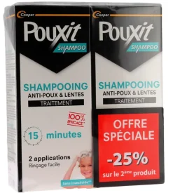 Shampooing anti-poux et lentes Pouxit - lot de 2 flacon de 200ml -25% sur le 2ème