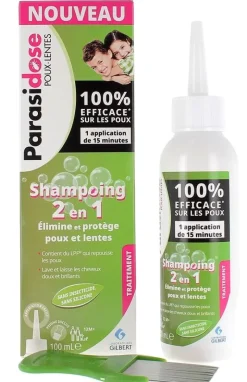 Shampooing 2 en 1 anti-poux et lentes Parasidose - flacon de 100ml