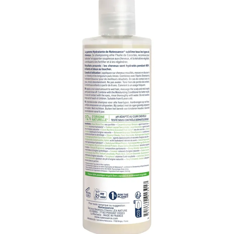 Shampooing hydratant douceur Natessance - flacon de 250ml