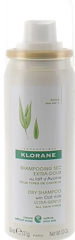 Shampooing sec extra-doux au lait d'Avoine Klorane - spray de 50 ml