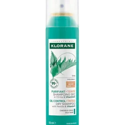 Shampooing sec à l'Ortie purifiant teinté cheveux gras bruns Klorane - spray de 150ml