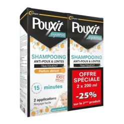 Shampooing traitant anti-poux & lentes parfum abricot Pouxit - lot de 2 flacons de 200ml Offre Spéciale