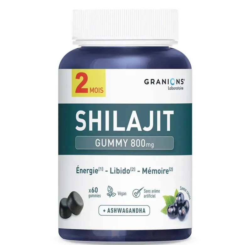 Shilajit gummy 800mg goût cassis Granions - pot de 60 gommes