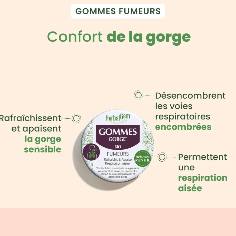 Sirop des fumeurs bio Herbalgem - flacon de 150 ml + gommes gorge offertes