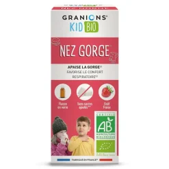 Sirop nez et gorge kid bio goût fraise Granions - flacon de 125g