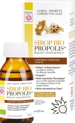 Sirop propolis pollen gelée royale Bio Dayang - flacon de 125 ml