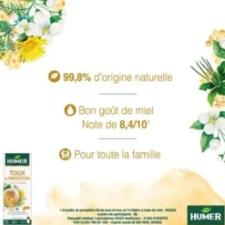 Sirop toux et irritation goût miel Humer - flacon de 100ml