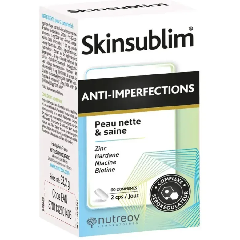 Skinsublim anti-imperfections Nutreov - pot de 60 comprimés