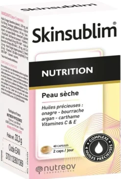 Skinsublim Nutrition peau sèche Nutreov - pot de 40 capsules