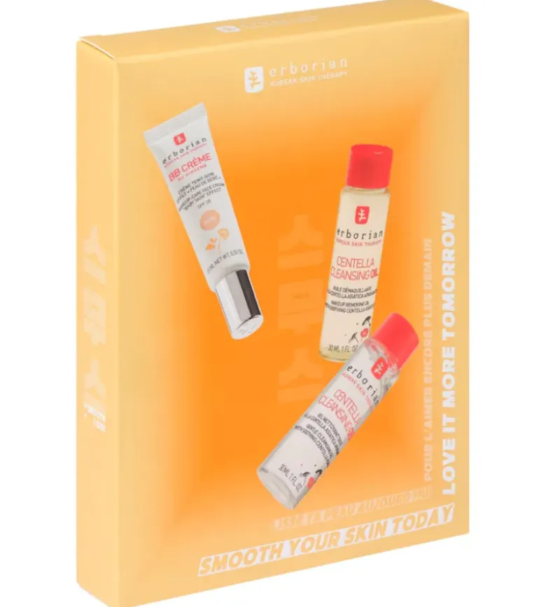 Smooth your skin today BB crème x Centella cleansing duo doré Erborian - coffret de 3 produits