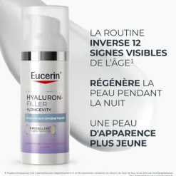 Soin de nuit épigénétique Hyaluron-Filler + Longevity Eucerin - flacon-pompe de 50ml
