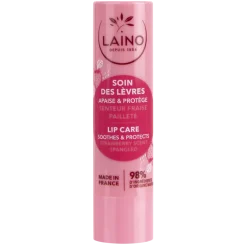 Soin des lèvres pailleté parfum fraise Laino - 1 stick de 4 g
