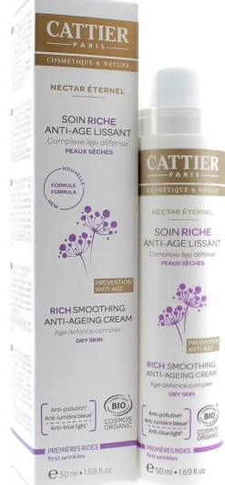 Soin riche anti-âge lissant nectar éternel Cattier - flacon pompe de 50 ml