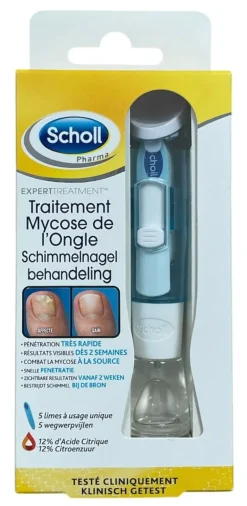 Solution mycoses des ongles Scholl - flacon de 3,8 ml + 5 limes jetables