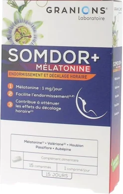 Somdor+ mélatonine comprimés Granions - boite de 15 comprimés