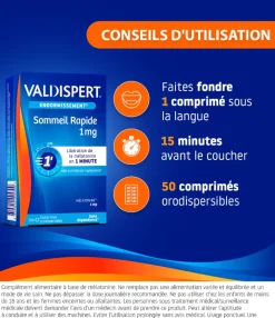 Sommeil rapide 1 mg Valdispert - boîte de 50 comprimés orodispersibles